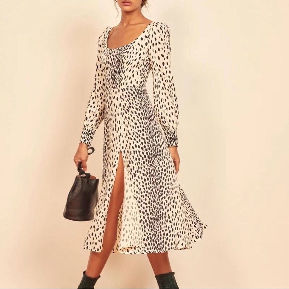 Reformation Aleesi cheetah print midi dress - size 6